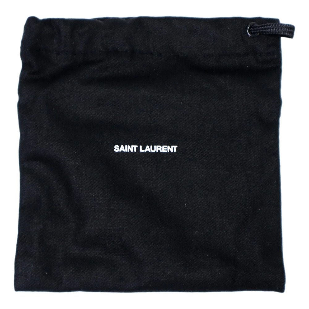 Saint Laurent Black Leather Thin Wrap Bracelet with Gold-Tone Engraved - Picture 4 of 4